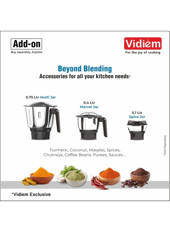 Vidiem Vita 500 W Personal Blender/Mixer/Grinder/Smoothie Maker | 22000 RPM Aria CoolTec Motor | 2 Transparent Jars (500 ml + 250 ml) | 3 Year Motor Warranty | Beyond Blending - Image 5